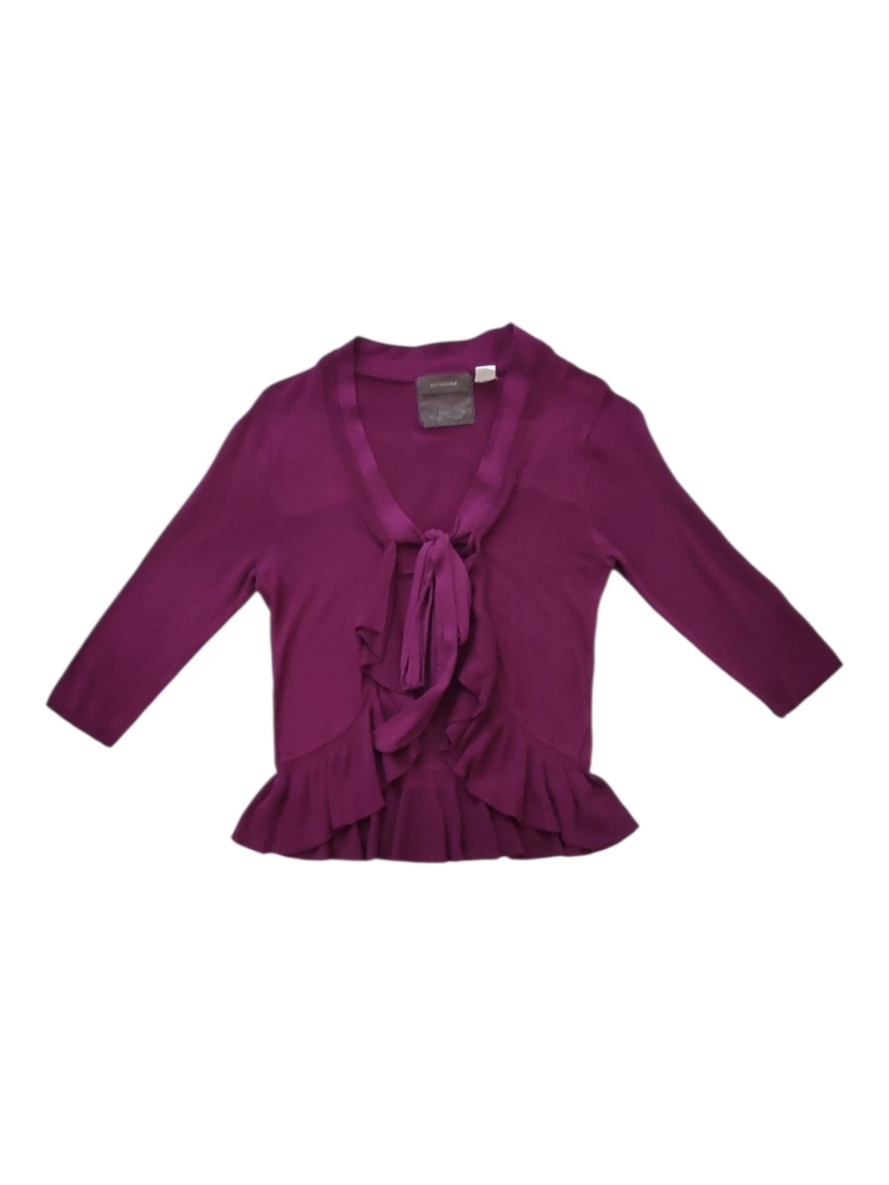 Ruffled Tie-Neck Blouse in Magenta